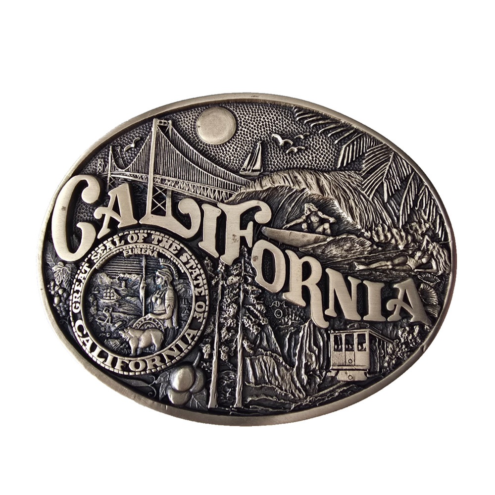 VTG California State Seal Brass Belt Buckle Award Design Medals